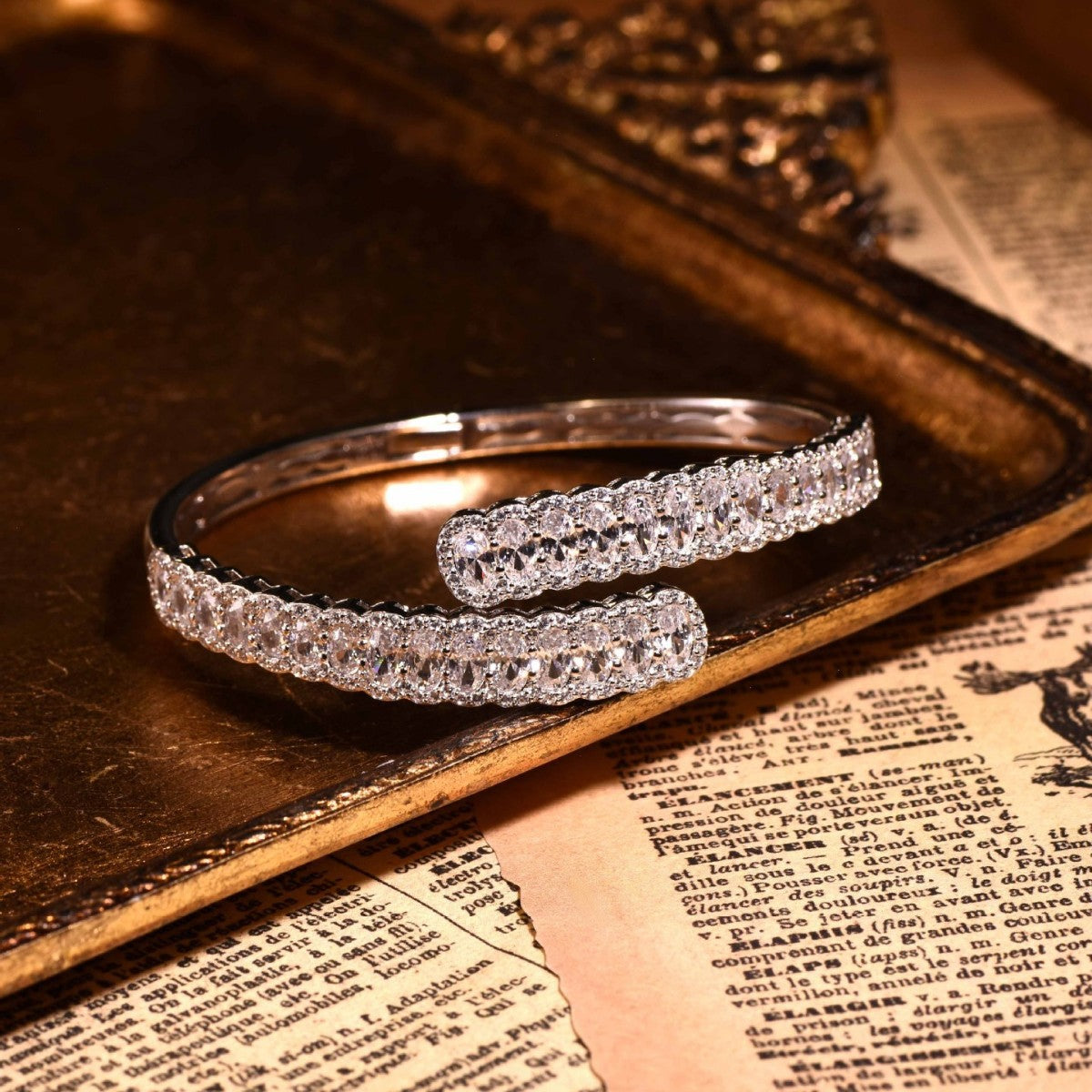 Twist Cuff Bracelet | S925 Sterling Silver + 18K Gold Plated + 5A Zircon