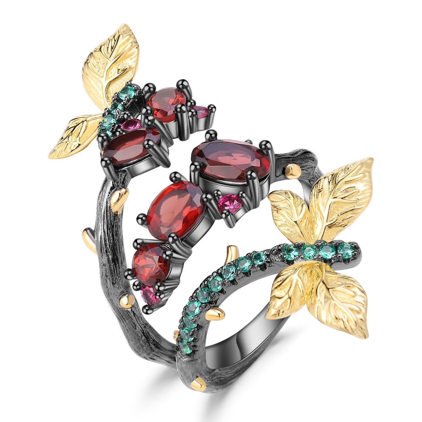 Natural Style S925 Silver Butterfly Designed Natural Amethyst Ring