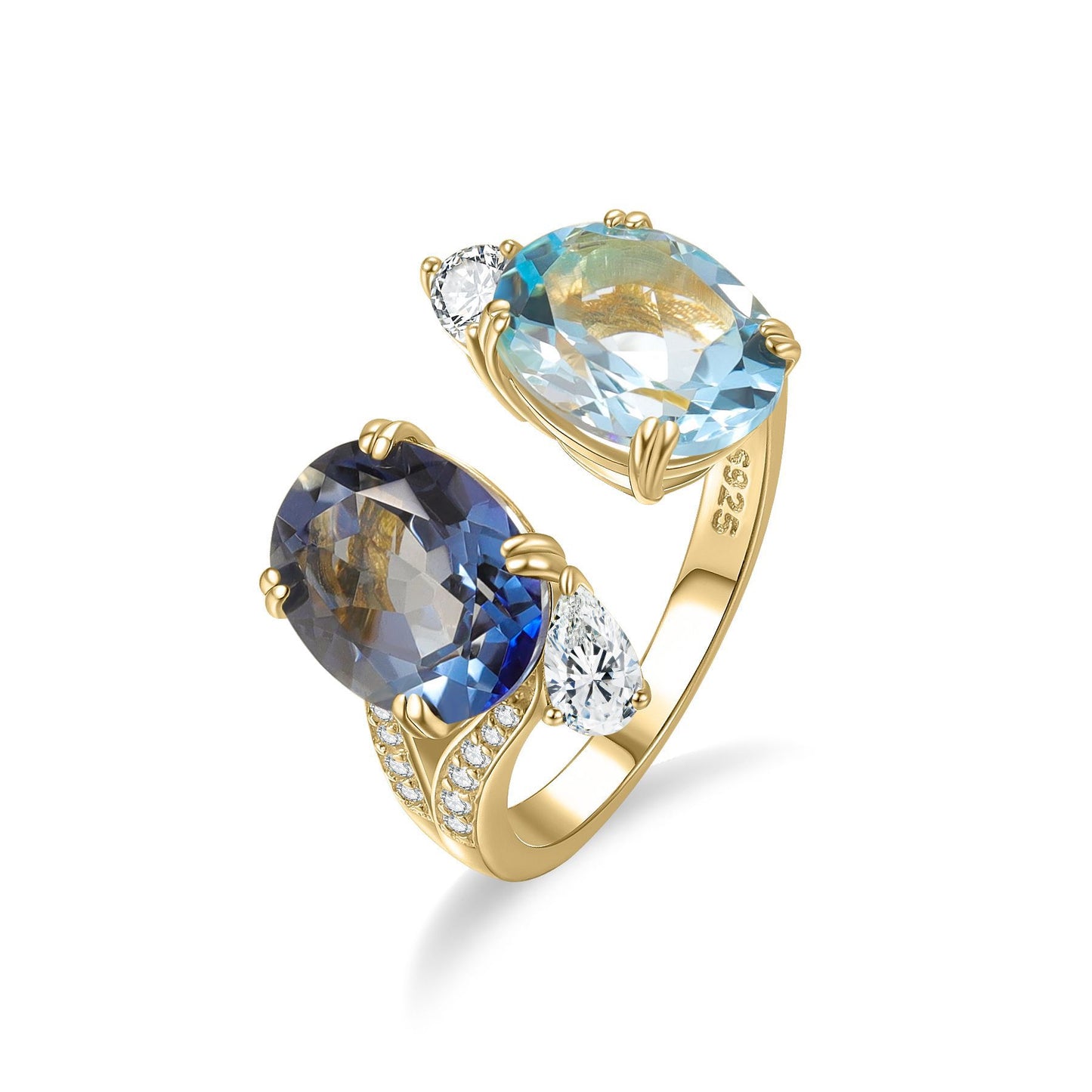 Open-Ended Natural Topaz Twin Ring