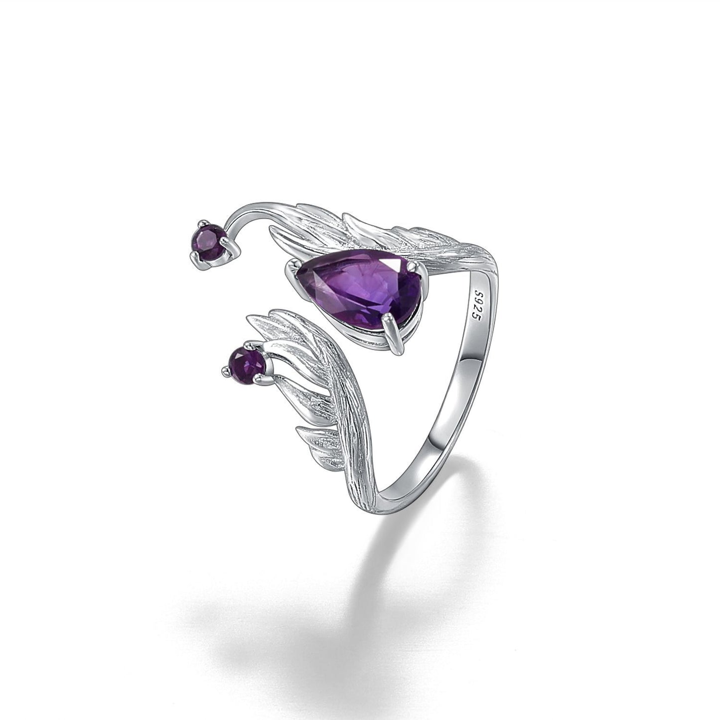 S925 Sterling Silver Dark Vintage Natural Amethyst Ring