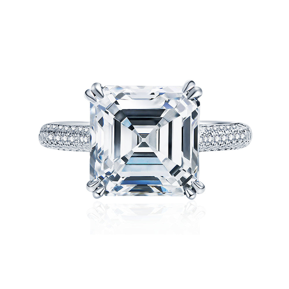 Excellent S925 Silver 5 Carat Large Clarity Cut Moissanite Ring