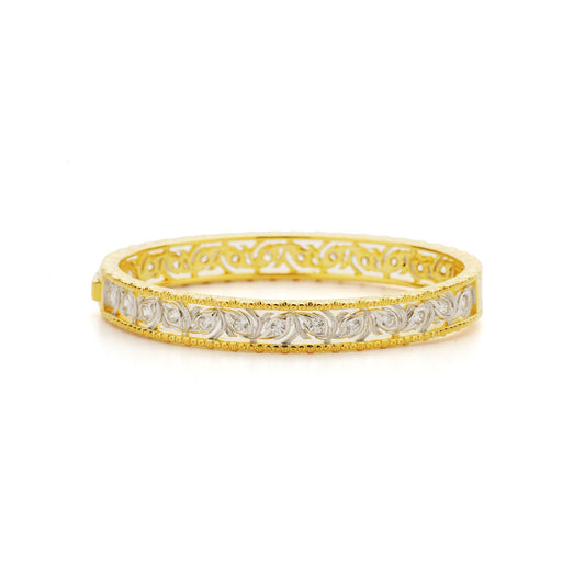 18K Gold-Plated Sterling Silver Filigree Bangle | Vintage Elegance for Everyday Wear