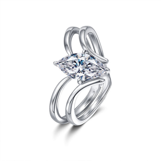 S925 Silver Moissanite Ring