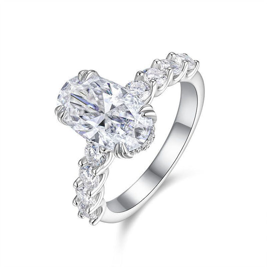 Excellent S925 Sterling Silver Oval Moissanite Ring