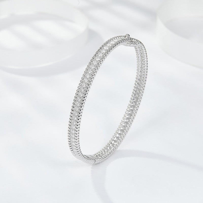 S925 Sterling Silver Full Diamond Paved Moissanite Bangle/Bracelet