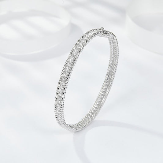 S925 Sterling Silver Full Diamond Paved Moissanite Bangle/Bracelet