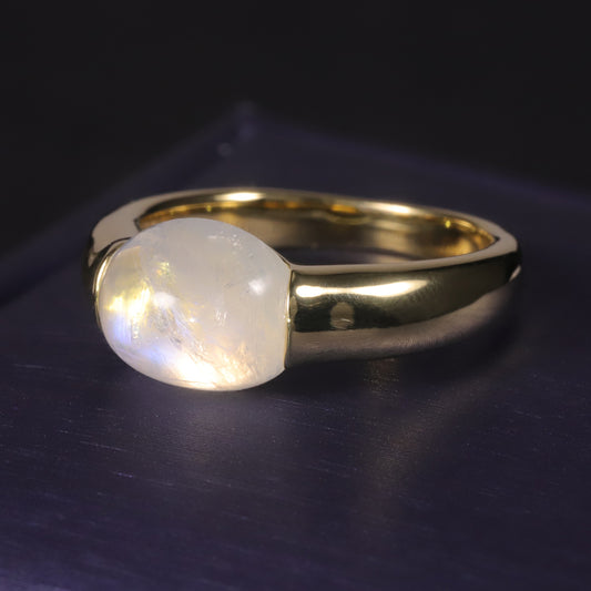 Natural Creamy Blue Moonstone Ring 8*10mm