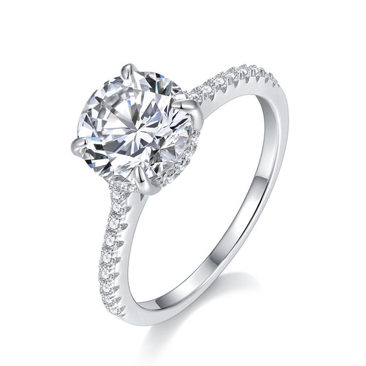 Excellent S925 Silver Platinum Plated 1-4 Carat Moissanite Ring