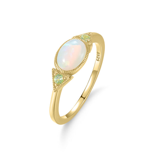 S925 Silver Ring Inlaid with Natural Gemstone