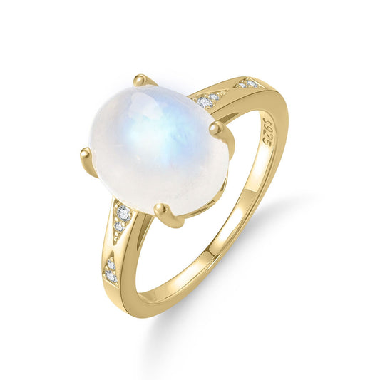 S925 Silver Ring Inlaid with Natural Gemstone