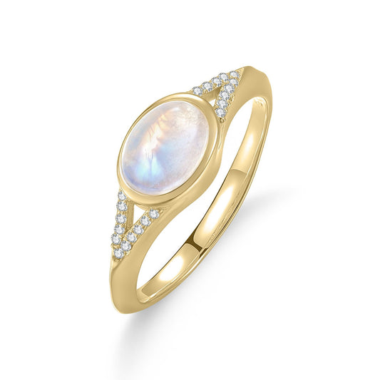 Natural Creamy Blue Moonstone Ring