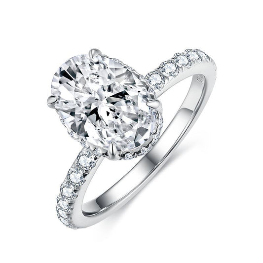 Excellent S925 Silver Classic Oval 2.5 Carat 7*10mm Moissanite Ring