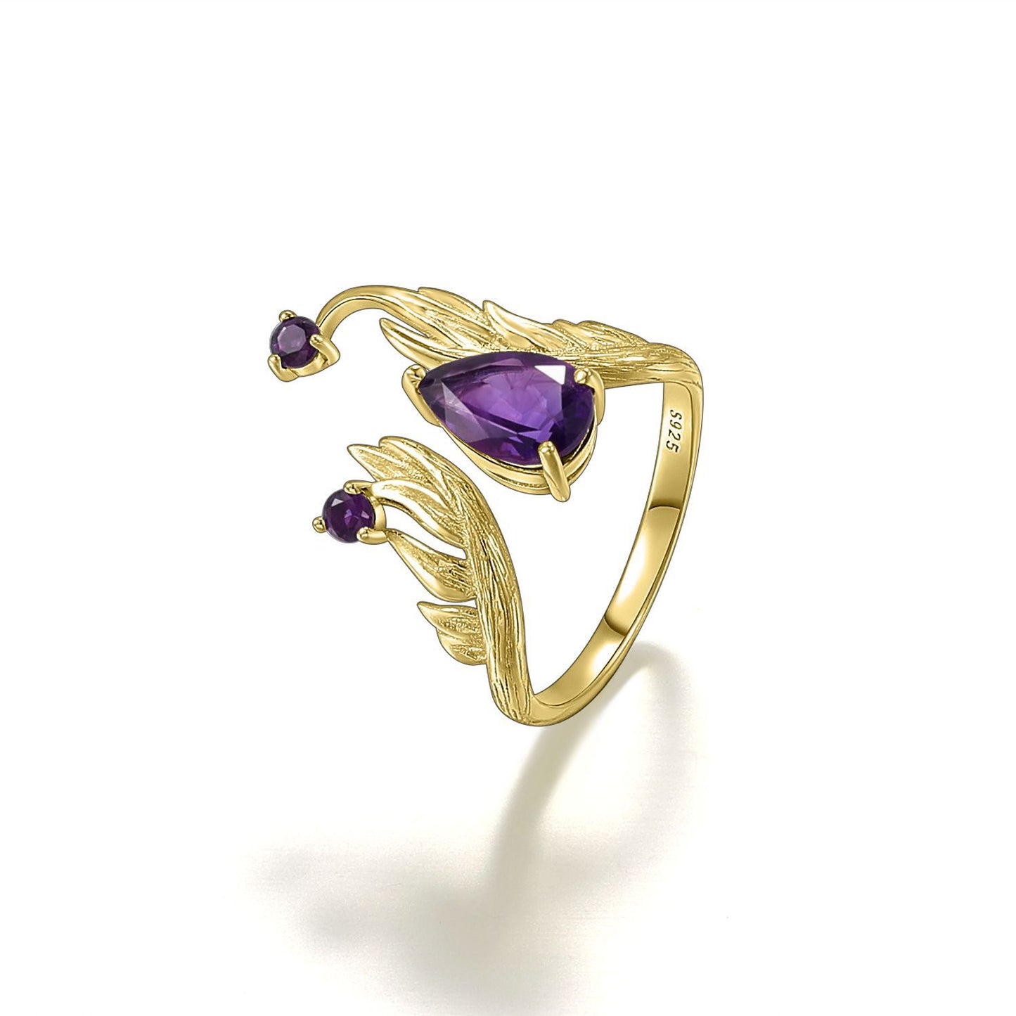 S925 Sterling Silver Dark Vintage Natural Amethyst Ring