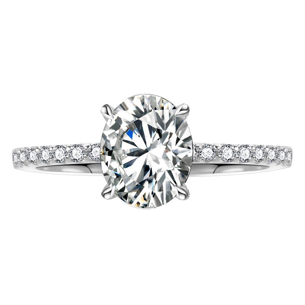 S925 Sterling Silver Oval Moissanite Ring