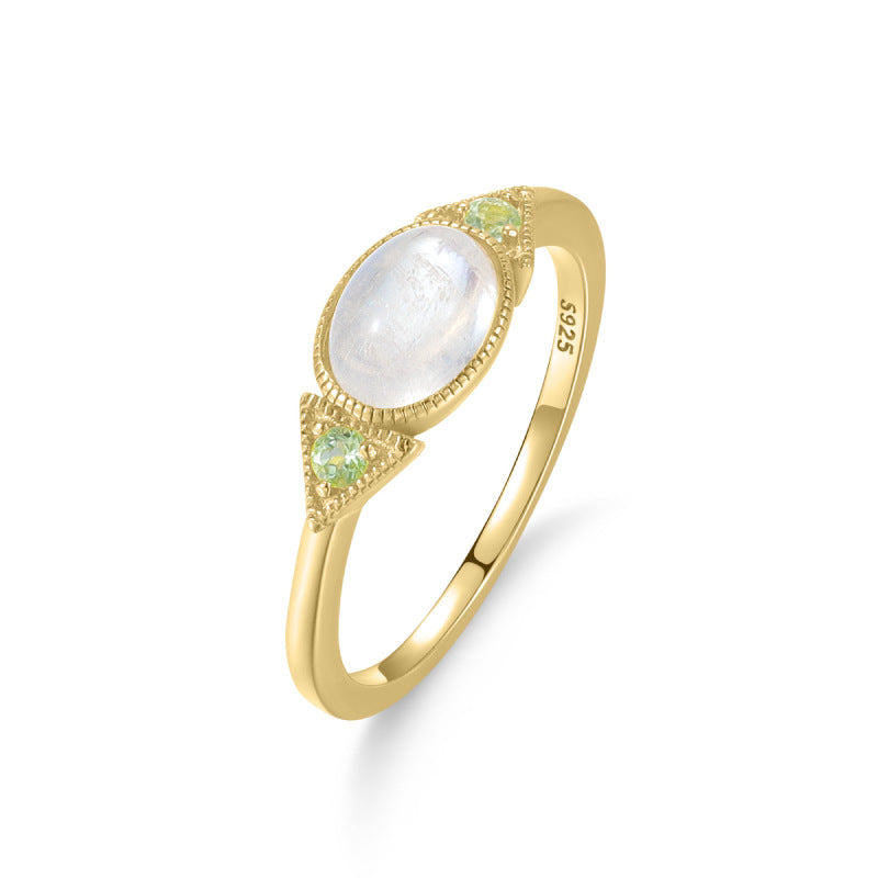 S925 Silver Ring Inlaid with Natural Gemstone