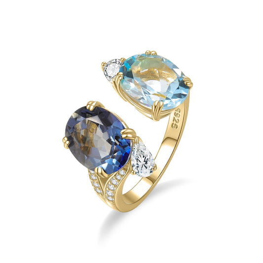 Open-Ended Natural Topaz Twin Ring