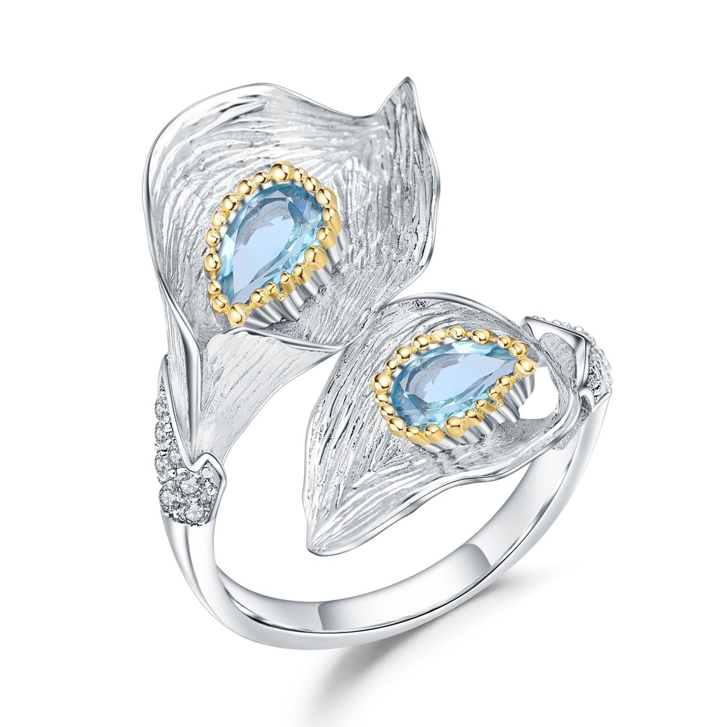 Swiss Blue Topaz Calla Lily Ring: A Touch of Elegance from Nature