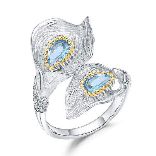 Swiss Blue Topaz Calla Lily Ring: A Touch of Elegance from Nature