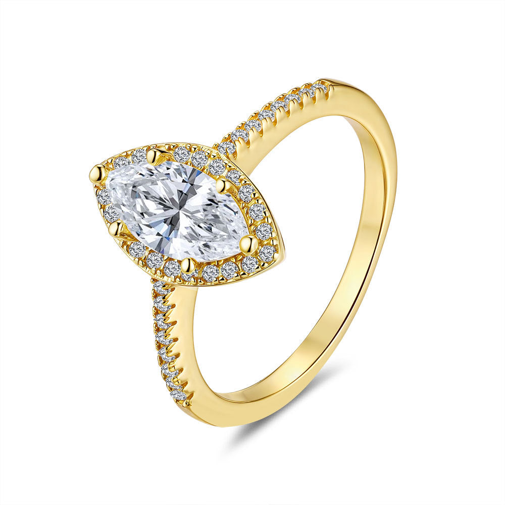 S925 Sterling Silver 18K Gold Plated Moissanite Ring
