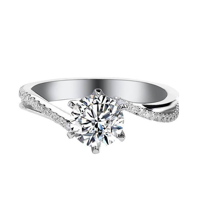S925 Silver Classic Six‑Prong Moissanite Ring