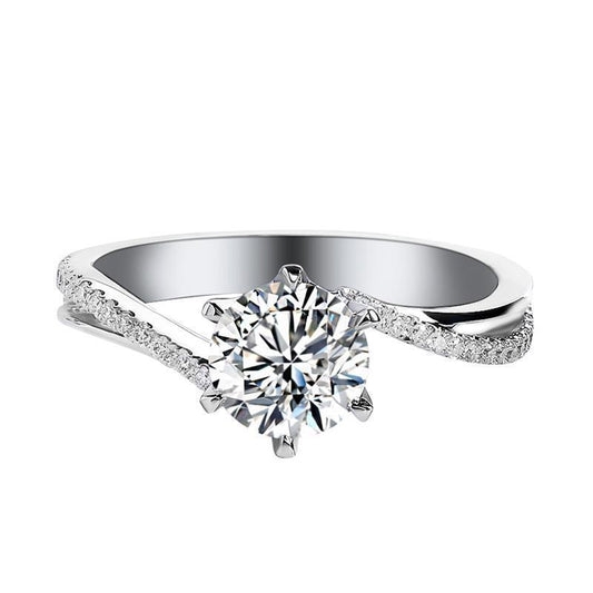 S925 Silver Classic Six‑Prong Moissanite Ring