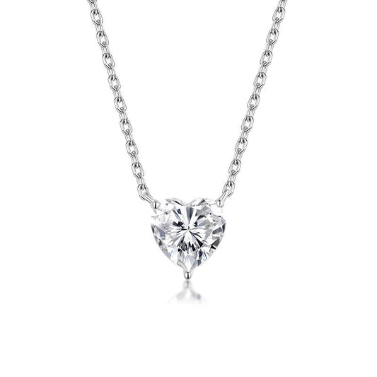 Excellent S925 Sterling Silver 8mm Heart-Shaped Moissanite Necklace