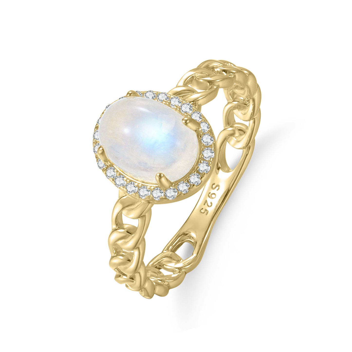 S925 Silver Ring Inlaid with Natural Gemstone
