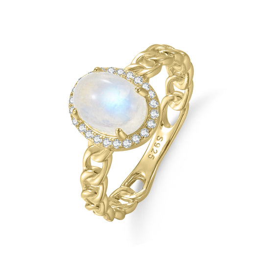 S925 Silver Ring Inlaid with Natural Gemstone