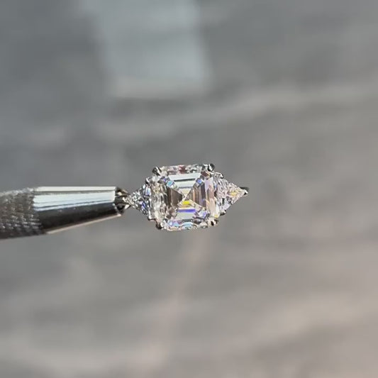 Excellent S925 Silver 10*10mm 5-Carat Ascher Cut Moissanite Ring