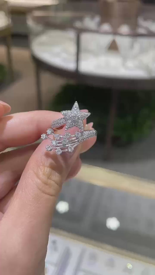 Excellent S925 Silver Comet Full-Moissanite Diamond Ring